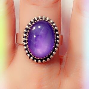 Purple Cubic Zirconia Sterling Gemstone Ring